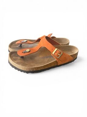 Birkenstock Gizeh Soft Footbed Nubuck Leather Sandals, Pecan, Size 39